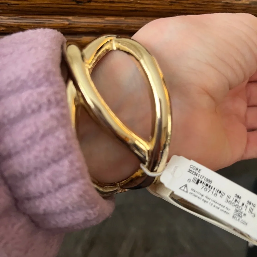 Gold Cuff Bracelet with Interwoven Bands